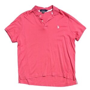 US Polo Assn Polo Shirt Mens XL Pink Luxury Feel Cotton Solid Embroidered Logo